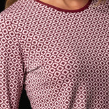Pigiama donna in viscosa fantasia geometrica Verde Veronica - BORDEAUX - MM12