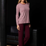 Pigiama donna in viscosa fantasia geometrica Verde Veronica - BORDEAUX - MM12