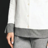 Pigiama donna aperto in caldo cotone Verde Veronica - MILK/GRIGIO MELANGE - OT14