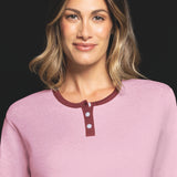 Pigiama donna serafino in caldo cotone Verde Veronica - MALVA/BORDEAUX - OT16