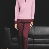 Pigiama donna serafino in caldo cotone Verde Veronica - MALVA/BORDEAUX - OT16