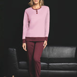 Pigiama donna serafino in caldo cotone Verde Veronica - MALVA/BORDEAUX - OT16