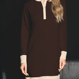 Camicia da notte donna in caldo cotone Verde Veronica - CACAO/BEIGE - OT25