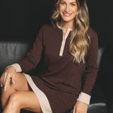 Camicia da notte donna in caldo cotone Verde Veronica - CACAO/BEIGE - OT25