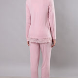 Pigiama donna in viscosa con pizzo Verde Veronica - ROSA - QL12