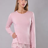 Pigiama donna in viscosa con pizzo Verde Veronica - ROSA - QL12
