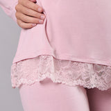 Pigiama donna in viscosa con pizzo Verde Veronica - ROSA - QL12