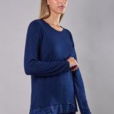 Pigiama donna in viscosa con pizzo Verde Veronica - BLU - QL12
