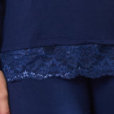 Pigiama donna in viscosa con pizzo Verde Veronica - BLU - QL12