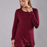 Pigiama donna in viscosa con pizzo Verde Veronica - MELOGRANO - QL12