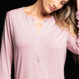 Pigiama donna aperto in viscosa con pizzo Verde Veronica - ROSA - QL14