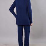 Pigiama donna aperto in viscosa con pizzo Verde Veronica - BLU - QL14