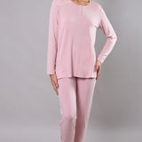 Pigiama donna in viscosa con pizzo Verde Veronica - ROSA - QL16
