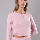 Pigiama donna in viscosa con pizzo Verde Veronica - ROSA - QL16