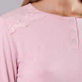 Pigiama donna in viscosa con pizzo Verde Veronica - ROSA - QL16