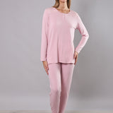 Pigiama donna in viscosa con pizzo Verde Veronica - ROSA - QL16