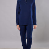 Pigiama donna in viscosa con pizzo Verde Veronica - BLU - QL16