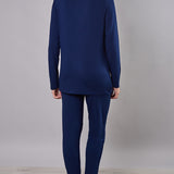 Pigiama donna in viscosa con pizzo Verde Veronica - BLU - QL16