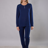 Pigiama donna in viscosa con pizzo Verde Veronica - BLU - QL16