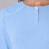 Pigiama donna in viscosa con pizzo Verde Veronica - POLVERE - QL16