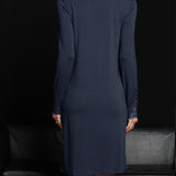 Camicia da notte donna in viscosa con pizzo Verde Veronica - BLU - QL25
