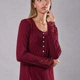 Camicia da notte donna in viscosa con pizzo Verde Veronica - MELOGRANO - QL25