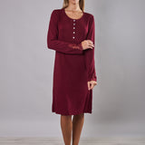 Camicia da notte donna in viscosa con pizzo Verde Veronica - MELOGRANO - QL25