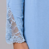 Camicia da notte donna in viscosa con pizzo Verde Veronica - POLVERE - QL25