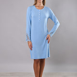 Camicia da notte donna in viscosa con pizzo Verde Veronica - POLVERE - QL25