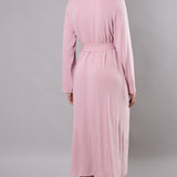 Vestaglia donna lunga in viscosa con pizzo Verde Veronica - ROSA - QL70
