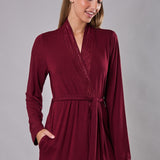 Vestaglia donna lunga in viscosa con pizzo Verde Veronica - MELOGRANO - QL70