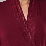 Vestaglia donna lunga in viscosa con pizzo Verde Veronica - MELOGRANO - QL70
