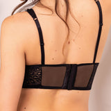 Top in pizzo animalier con coppe graduate e ferretto - NERO - 7731