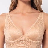 Top in pizzo animalier con coppe graduate e ferretto - SKIN - 7731