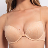 Push-up in pizzo animalier con coppe graduate e ferretto - SKIN - 7734