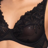 Reggiseno francese con ferretto in pizzo floreale - NERO - 7740