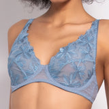 Reggiseno francese con ferretto in pizzo floreale - DENIM - 7740