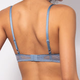 Reggiseno francese con ferretto in pizzo floreale - DENIM - 7740