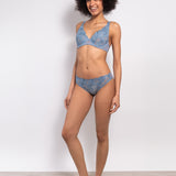 Reggiseno francese con ferretto in pizzo floreale - DENIM - 7740
