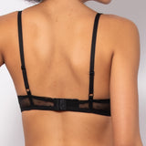 Reggiseno in pizzo floreale con coppe imbottite e ferretto - NERO - 7742