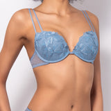 Push-up in pizzo floreale con coppe graduate e ferretto - DENIM - 7744