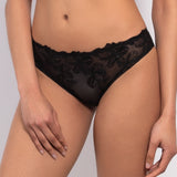 Slip in pizzo floreale - NERO - 7745