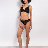 Slip in pizzo floreale - NERO - 7745