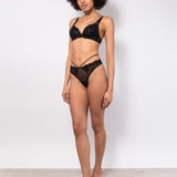 Brasiliana in pizzo floreale - NERO - 7747
