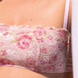 Fascia in pizzo floreale senza imbottitura con ferretto invisibile - ROSA - 7758