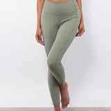 Leggings Akty con cuciture e vita alta doppiata - VERDE MILITARE - AT03