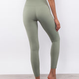 Leggings Akty con cuciture e vita alta doppiata - VERDE MILITARE - AT03