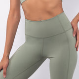 Leggings Akty con cuciture e vita alta doppiata - VERDE MILITARE - AT03