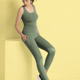 Leggings Akty con tasche - VERDE MILITARE - AT04