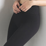Leggings a mezza costina - NERO - AT05